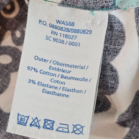 Boden Top Sz 16 Penelope Floral Print Cotton Stretch Top Turquoise Navy - Picture 6 of 9